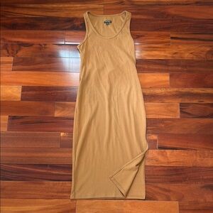 Sleeveless Tan Ribbed Dress